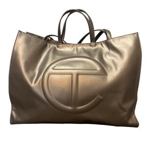 Telfar Metallic Bronze Logo Shopper Tote | Very Good Condition